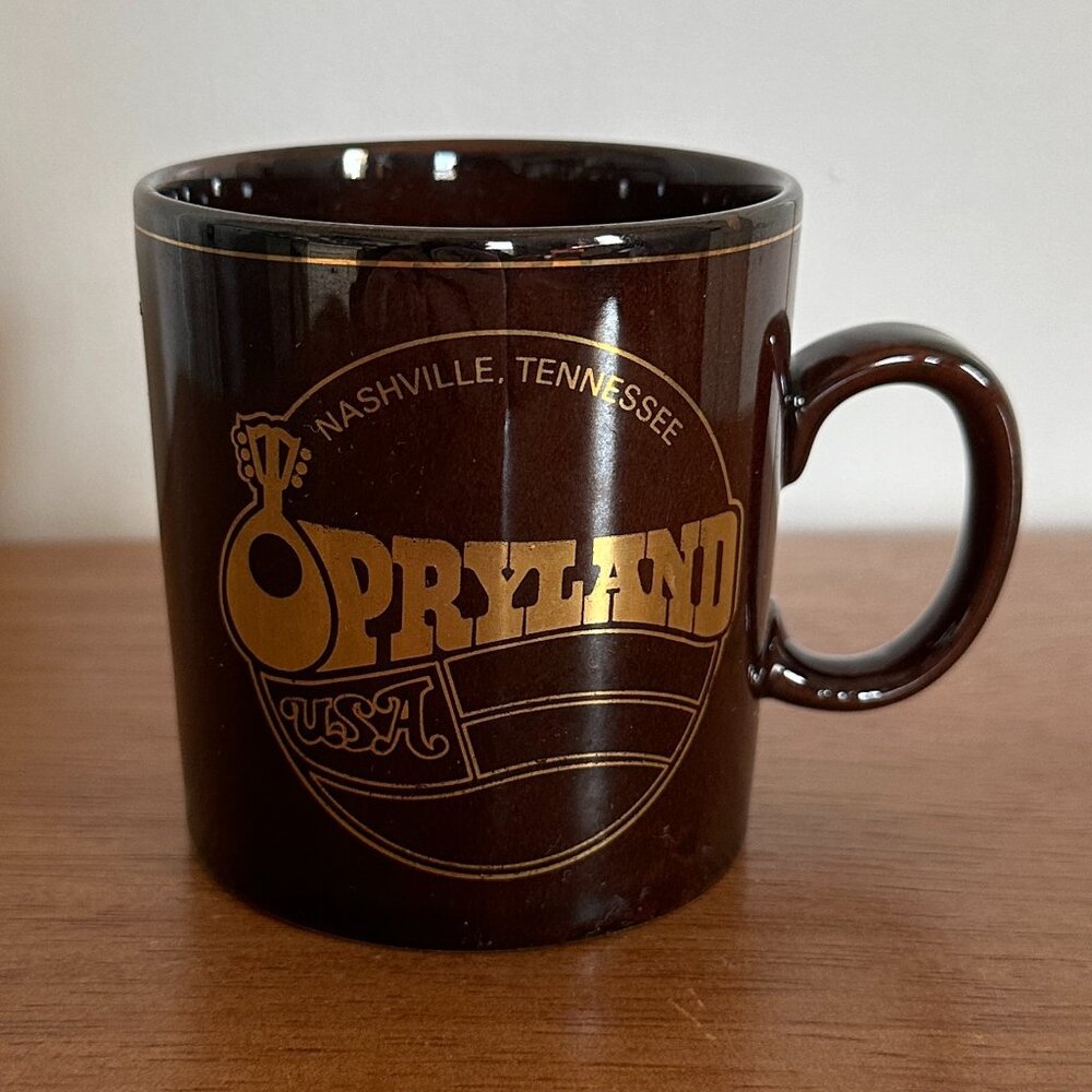 Vintage Opryland USA Brown Mug | Gold Accent | Nashville TN